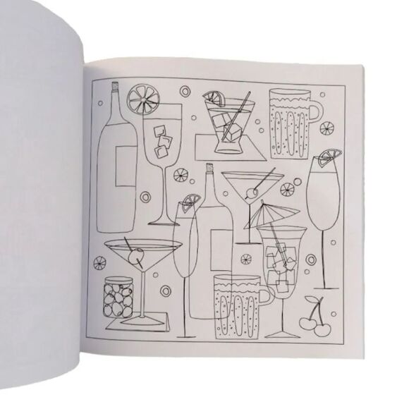 Hallmark Adult Coloring & Cocktails Book with Colored Pencils and Erasers Lot - Picture 6 of 11